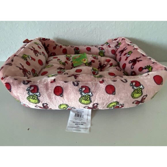 Dr. Seuss Grinch Small Dog Cat Pet Cozy Cuddler Bed Pink Christmas Ornaments NEW - Picture 14 of 15